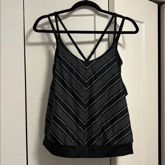 NEW [Athleta] Chevron Blousy Black/Grey Swim Swimsuit Tankini Women’s 34 B/C - Picture 3 of 9